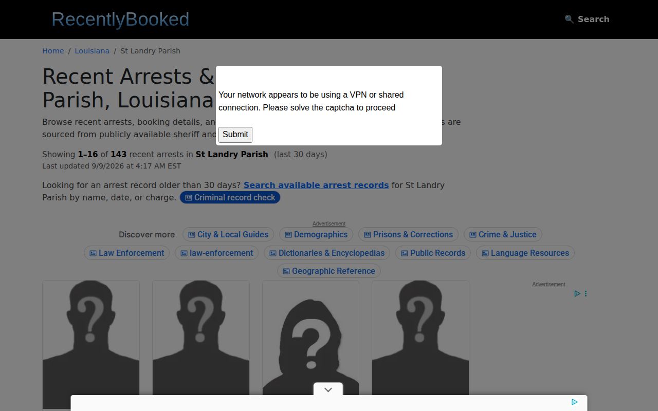 Unofficial RecentlyBooked St. Landry Parish page